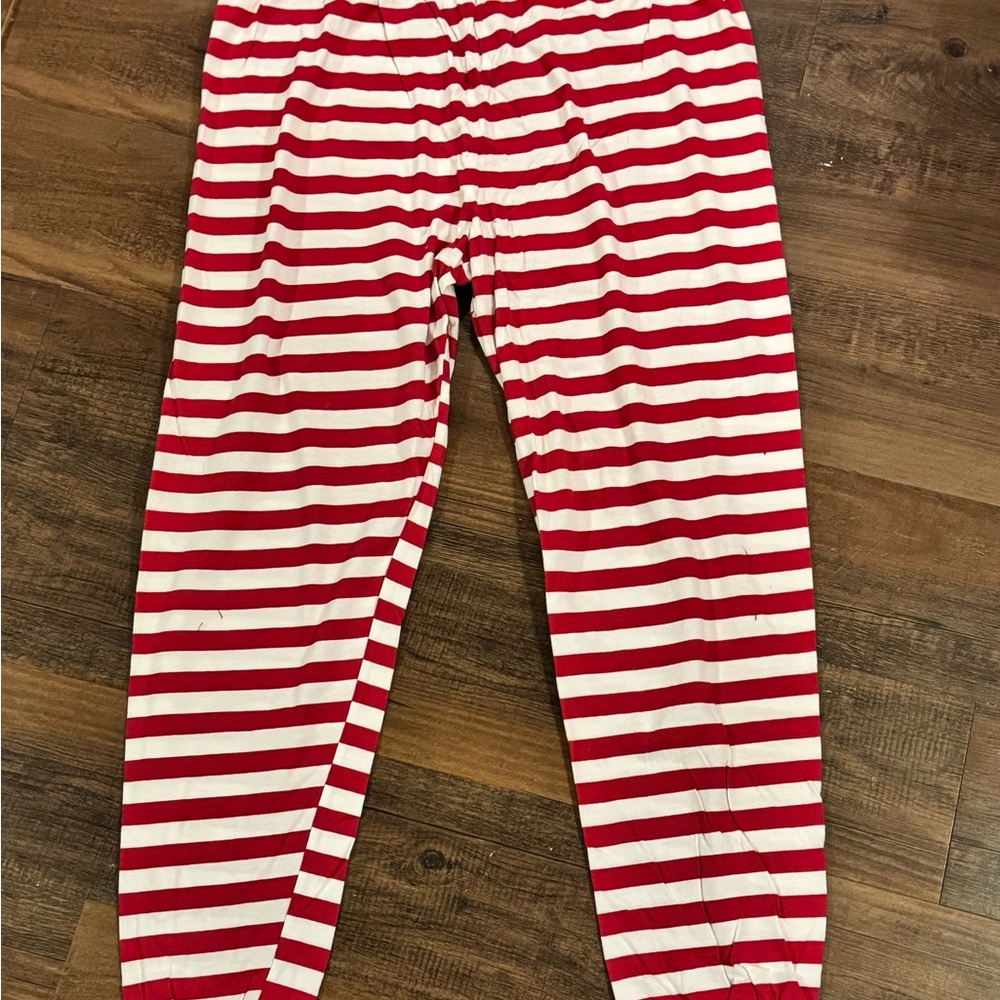 Place Women’s Medium Christmas Holiday Elf Red Green Striped Pajama Bottoms